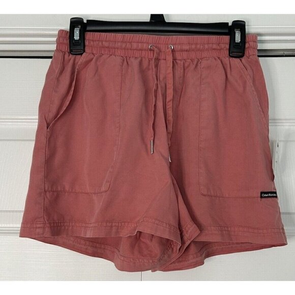 Calvin Klein Jeans Women’s Lightweight Drawstring Waist Shorts Coral Size XS - Picture 1 of 9